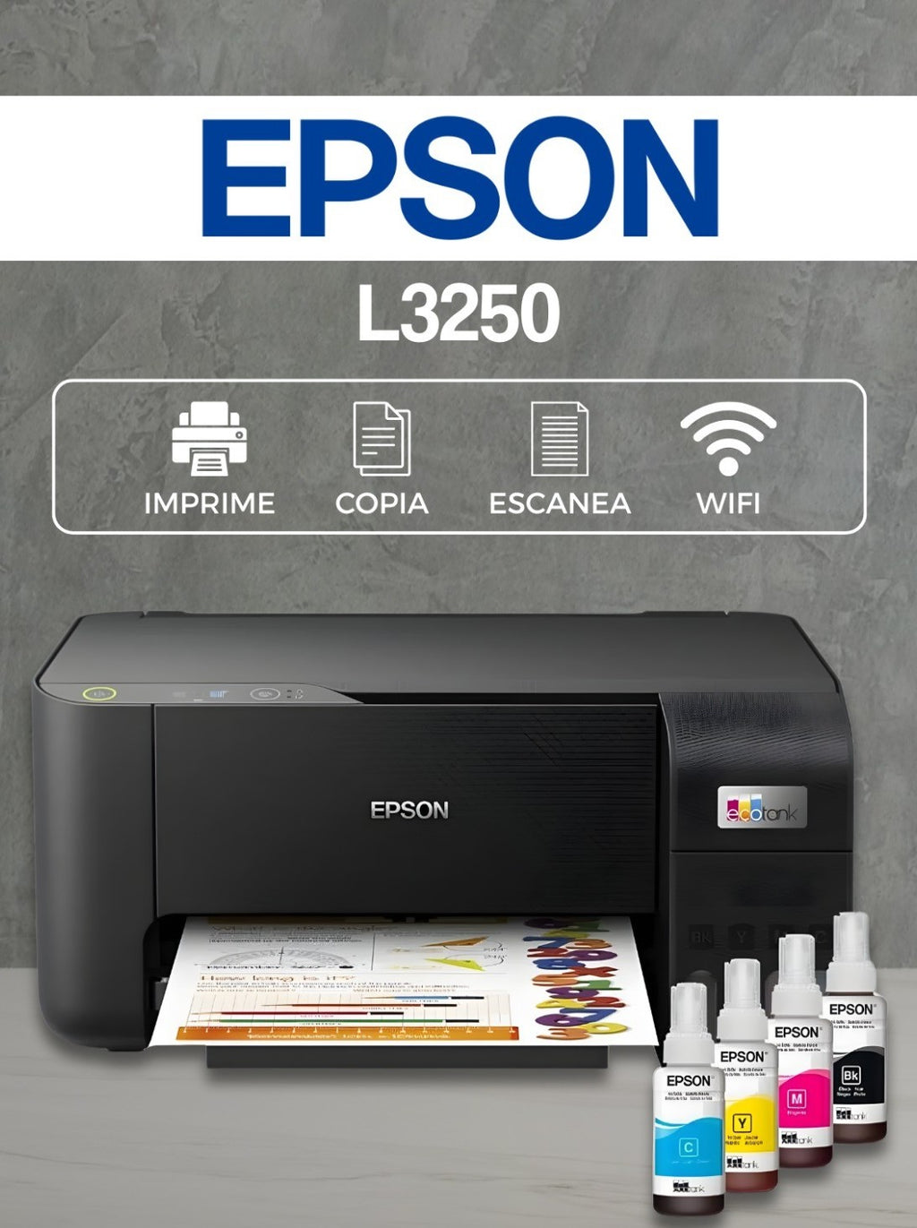 Impresora Epson L3250 Multifuncion *wifi* Con Sistema De Tinta Continua Original