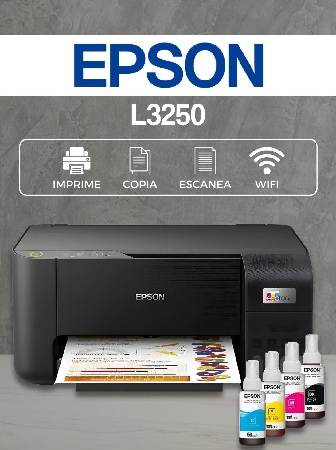 Impresora Epson L3250 Multifuncion *wifi* Con Sistema De Tinta Continua Original