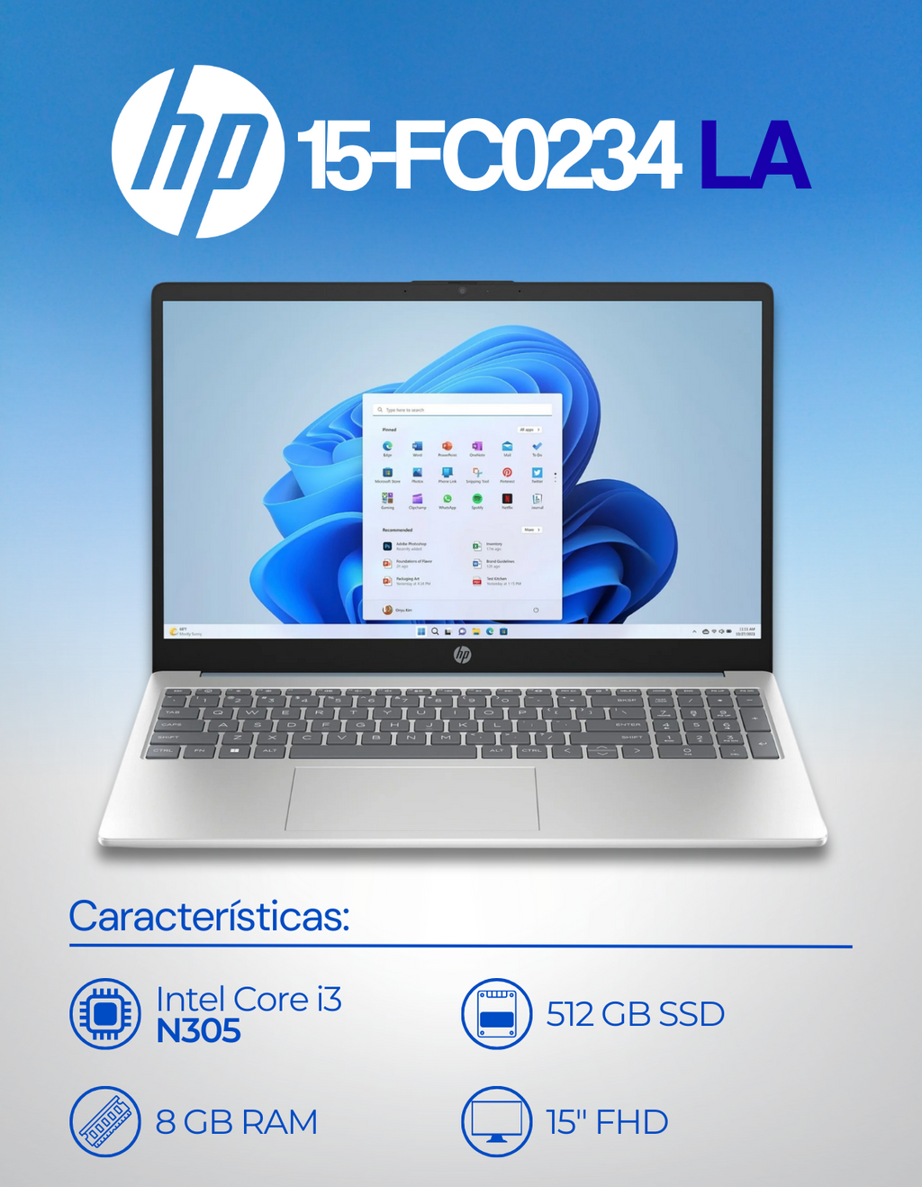 Hp 15-fd0234la Intel Core I3 N305