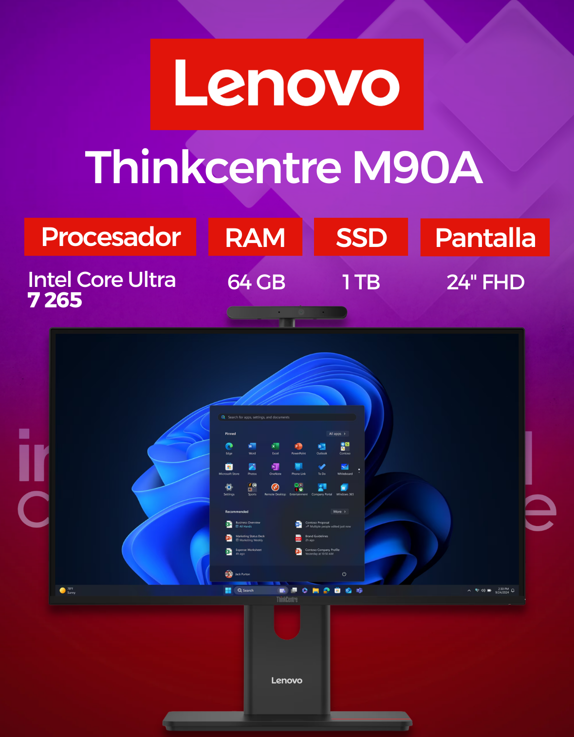 Aio Lenovo Thinkcentre M90a Intel Core Ultra 7 265 (ia Integrada)